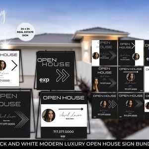 Luxury Open House Yard Sign bundle Realtor Open House Sign editable Canva Templates Real Estate Marketing Realtor editable Yard Sign