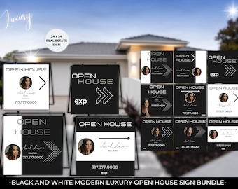 Luxury Open House Yard Sign bundle Realtor Open House Sign editable Canva Templates Real Estate Marketing Realtor editable Yard Sign
