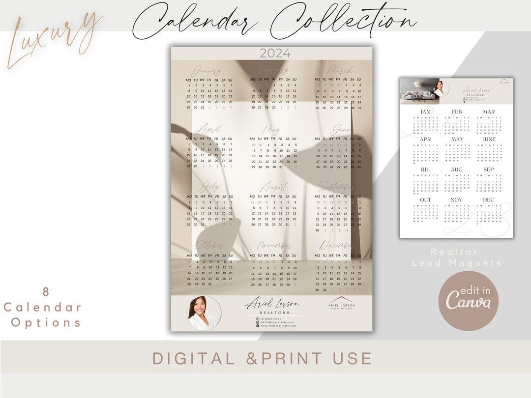 Luxury Realtor Calendar Collection, 2023, 2024 Lead Calendars