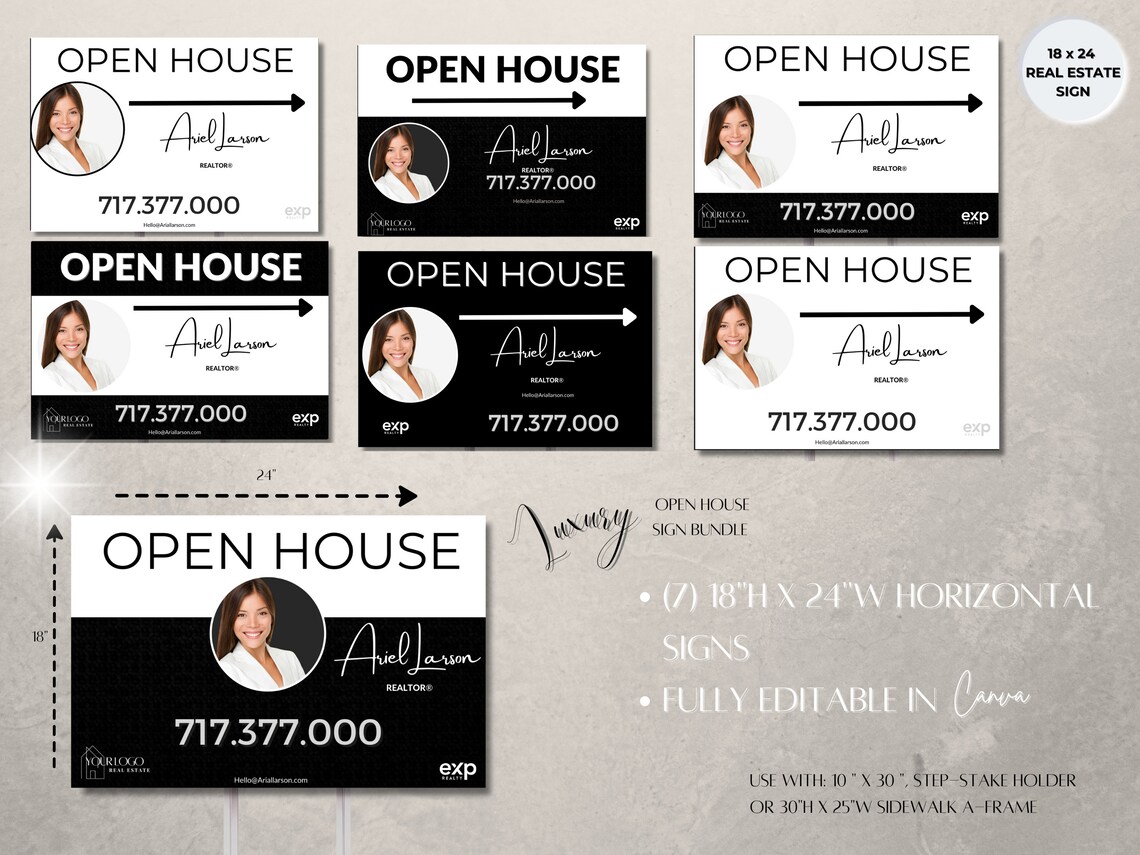 Luxury Open House Sign Canva Templates Real Estate Luxury Open House