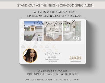 25 Realtor Boxes and Design for custom CMA Listing Presentation neighborhood Farming new client real estate Mailer box editable template