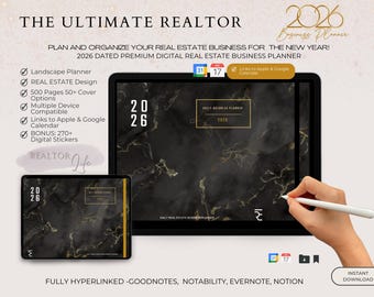 2026 Real Estate Business Planner, Realtor Agent Broker, Rebrand, Realtor Daily Digital Planner