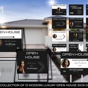 Modern Luxury Open House Yard Sign bundle Open House Canva Templates Real Estate Marketing Realtor Luxury Yard Sign real estate