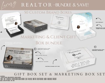 Custom Luxury Realtor Marketing Box Bundle - Branded Real Estate Client Gift Packaging, Closing Gifts & Lead Generation, CMA Listing