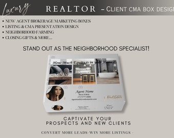 Realtor listing presentation CMA box, luxury Realtor marketing kit, Listing Appointment CMA box, new agent marketing boxes, closing gift