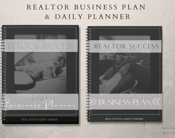 Realtor Business Plan and Daily Planner Bundle, Real Estate Business Plan, Realtor Daily Planner, Business Plan, Real estate Canva templates