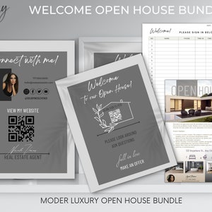 Open House Sign In Sheet w/ QR Code, Realtor Open House, Real Estate Marketing, Instant scan me flyer, QR code real estate, editable canva