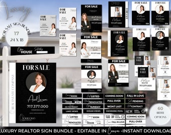 Realtor Yard Sign Bundle | Editable Real Estate Templates (Canva)