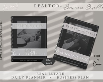 Real Estate Business Organizer Realtor Business Plan Daily Planner Bundle Real Estate Printable editable Canva Template