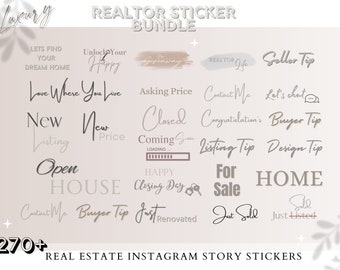 Paquete de pegatinas de la historia de Instagram de bienes raíces Bienes raíces Marketing de redes sociales Pegatinas de historias Diseño de vida de agente inmobiliario pegatina de redes sociales modernas