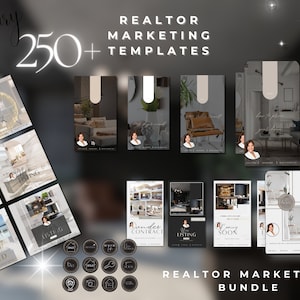 Real Estate Social Media Templates Luxury Realtor Marketing Bundle branding kit  editable canva template Luxury listing templates