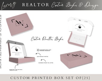 Realtor branded custom design Box, Realtor Marketing Personalized Welcome Box Custom real estate social media influencer swag box