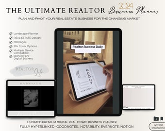 New Real Estate Business Digital Daily Planner, Real Estate client organizer system 2024 market changes