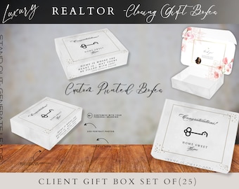 Buyer Closing Gift Box set of 25, Realtor custom branded printed closing gift box set, House warming gift, Client New Home gift boxes