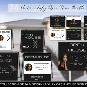 Luxe makelaar open huis tuinbord bewerkbare canva sjabloon bundel onroerend goed opendeur borden luxe aanbieding marketing canva bewerkbaar