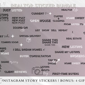 Instagram Realtor Sticker bundle GIFs Real Estate Animated Stickers Realtor Instagram Gifs Realtor Marketing Animated GIFs