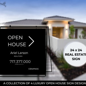 Open House Yard Sign, Luxury Real Estate Yard Sign, Realtor Marketing, Luxury Listing, Editable Real Estate Canva Template