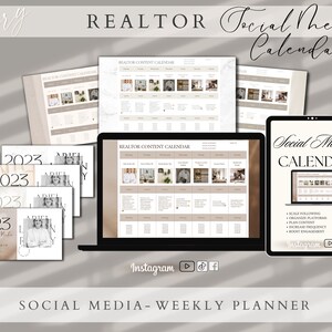 Realtor Social Media Content Planner Weekly Calendar Canva Editable Template Planner Content Calendar