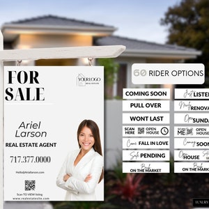 Real Estate Sign, For Sale Yard Sign, Luxury Property Sign, Realtor Sold Sign, Canva For Sale Sign, Canva Template, Sign Rider