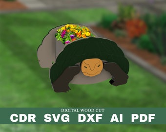 Turtle planter pattern, wood planter, wood pet, laser cutting digital file svg pdf dxf cdr
