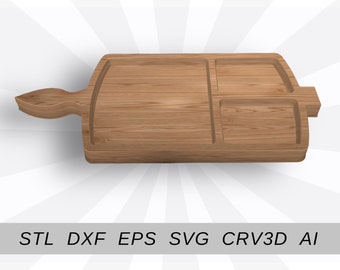 Handled serving tray files for cnc and 3D printer. Aperitief tray cnc router stl dxf EPS svg crv3d vcarved