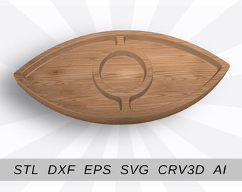 Eye tray files for cnc and 3D printer. Aperitif Serving tray cnc router stl dxf EPS svg crv3d vcarved