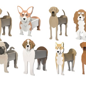 Bundle 40 dogs planter pattern, pack wood planter, wood pet, laser cutting digital file svg pdf dxf cdr image 3