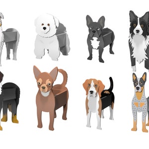 Bundle 40 dogs planter pattern, pack wood planter, wood pet, laser cutting digital file svg pdf dxf cdr image 4