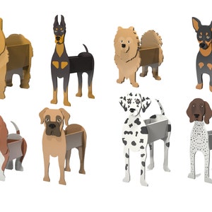 Bundle 40 dogs planter pattern, pack wood planter, wood pet, laser cutting digital file svg pdf dxf cdr image 2