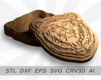 Fichiers Bear Box pour CNC et imprimante 3D. Boîte à bijoux cnc routeur STL DXF eps svg.
