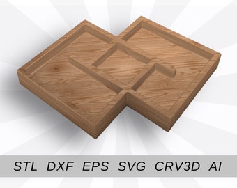 Aperitif tray files for cnc and 3D printer. Serving tray cnc router stl dxf EPS svg crv3d vcarved