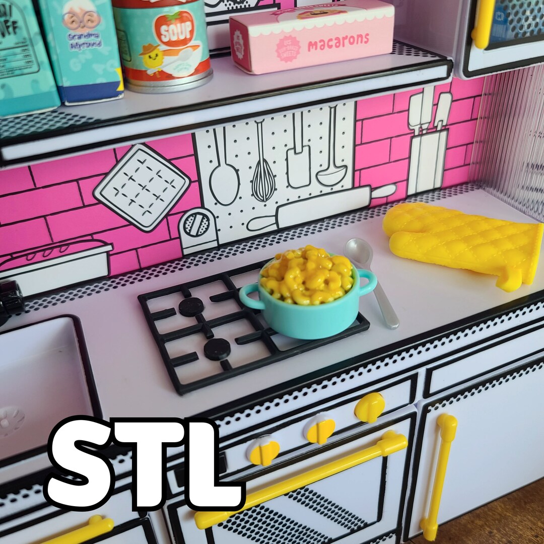 STL File 3D Printed Miniverse Kitchen Stove Top for MGA Make It Mini