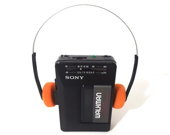 Casque Audio Vintage Style Walkman 1979 - Métal Orange, JVG, Jack 3.5mm, Extra Bass, Neuf