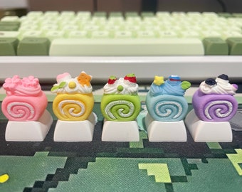 Rainbow Cake Roll Keycaps