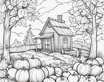 Cozy Autumn Coloring Page Cute Coloring Page for Fall Cozy - Etsy