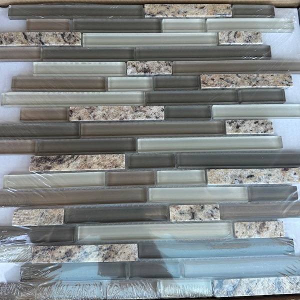 Desert Gold Granite Stone & Glass Mix Mosaic