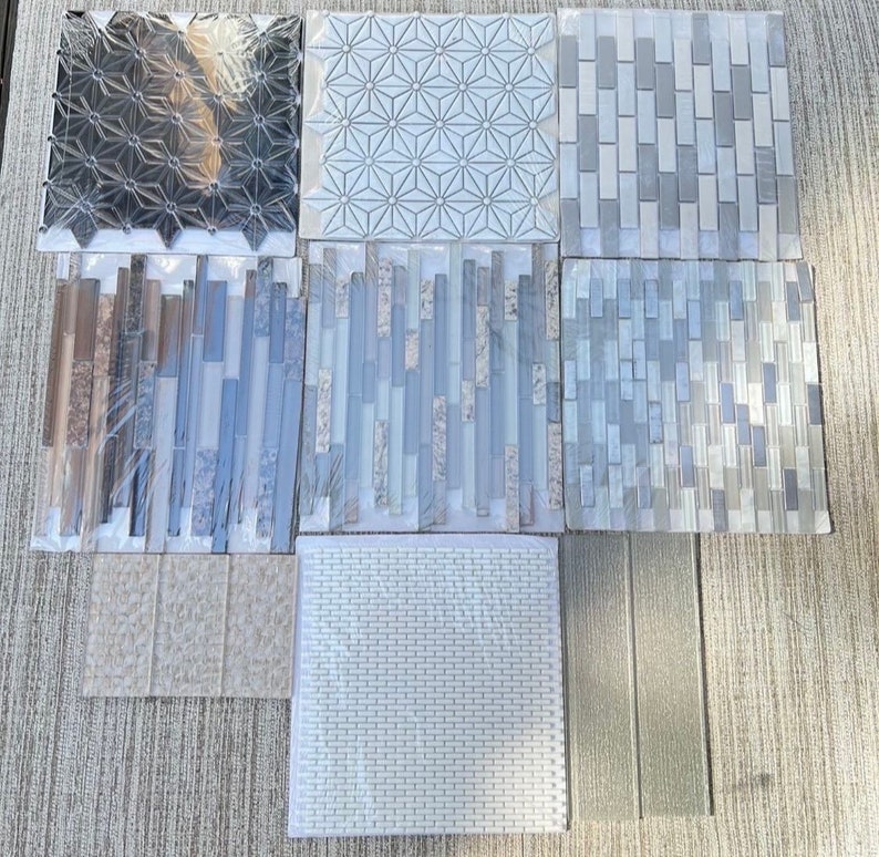 Grid Textured Glass Tiles - Etsy