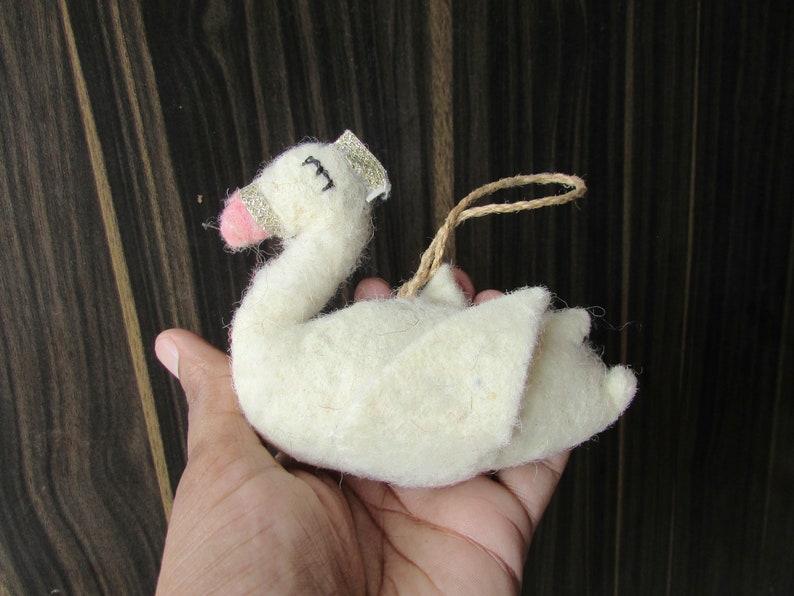 Handmade Cute Duck Christmas Ornament felted toy for cat organic wool felt toys for home decoration toys for car gift for kids image 1