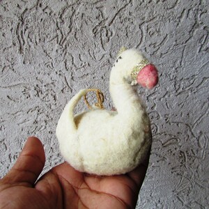 Handmade Cute Duck Christmas Ornament felted toy for cat organic wool felt toys for home decoration toys for car gift for kids image 5