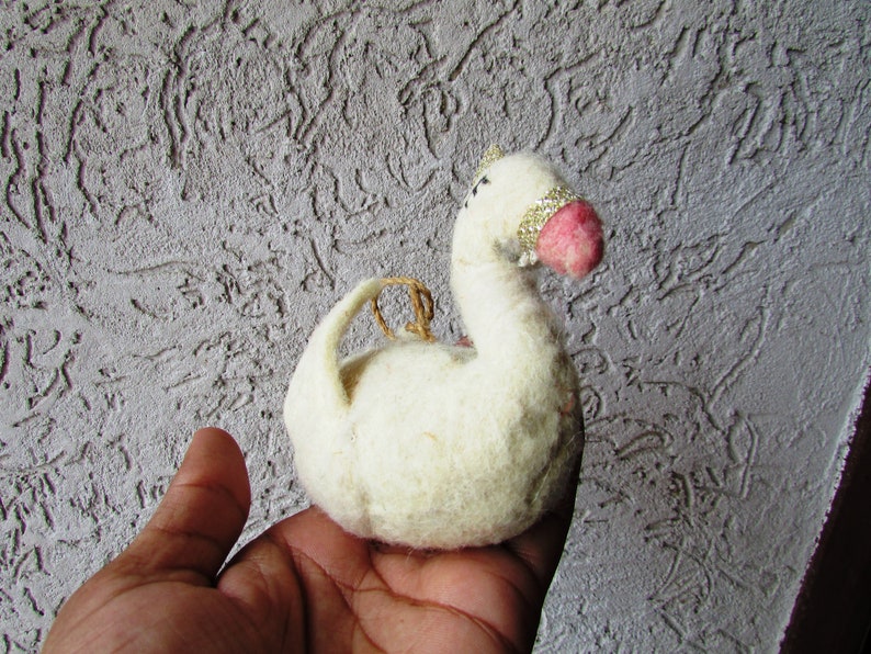 Handmade Cute Duck Christmas Ornament felted toy for cat organic wool felt toys for home decoration toys for car gift for kids image 5