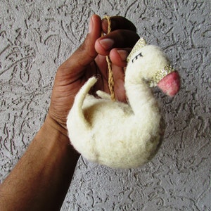 Handmade Cute Duck Christmas Ornament felted toy for cat organic wool felt toys for home decoration toys for car gift for kids image 4