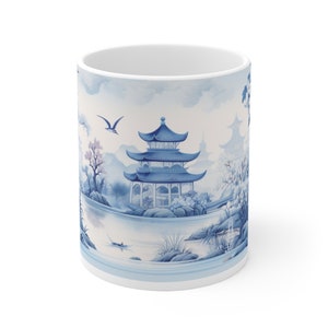 Chinoiserie Blue Ceramic 11oz. Mug