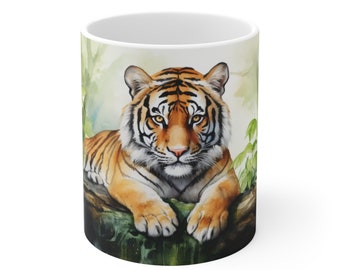 Tiger Watercolor Ceramic 11oz. Mug