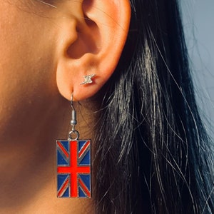 British Flag Earrings, London Earrings, Travel gifts, British Flag Earrings, London souvenir gift, Queen Elizabeth Earrings, Dangle Earrings