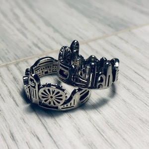 Vintage adjustable London Skyline Ring Silver London Ring Novelty Gift London Souvenir Ring Unique Gift Cityscape Ring Birthday Gift