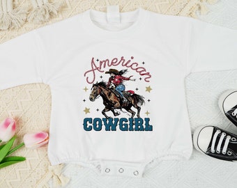 American Cowgirl Romper,  American Red Blue Shirt In My Era Shirt, Freedom Shirt, 4th of July Romper And Toddler, Cowboy Cowgirl Romper.