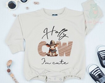 Baby Bodysuit - Holy Cow I'm Cute Bodysuit - Cute Cowboy Toddler - Trendy Toddler - Trendy Baby Bodysuit -  Funny Cow Kids Shirt.