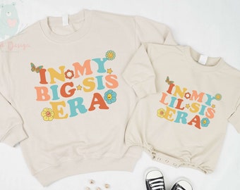 Retro Big Sister Shirt, Lil Sister Shirt - In My Big Sis Era Toddler Shirt - Cute Retro Big Sis Kids Shirt - Natural Big Lil Sister Toddler