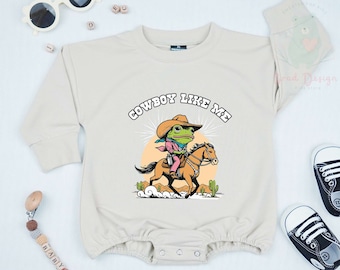 barboteuse vintage de cowboy comme moi, chemise grenouille de cowboy, chemise de cowboy comme moi, cow-girl occidentale, chemise Evermore Merch, cowboy bambin et barboteuse.