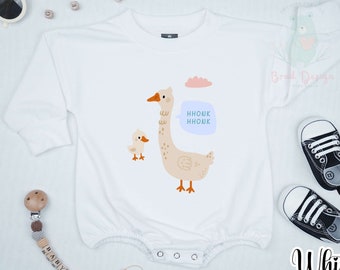 Cute Animal Baby Bodysuit And Toddler, Funny Silly Goose Shirt, Cute Animal Sweatshirt, Trendy Animals Kid's Sweater Shirt, Funny Romper.